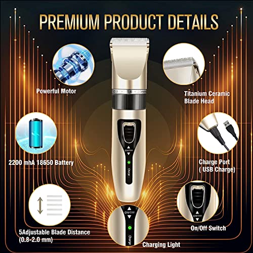 Yooikeey Dog Clippers For Grooming, Electric Dog Grooming Kit, Rechargeable Cordless Electric Dog Clippers For Dogs, Cats, And Other Pets #TOP1