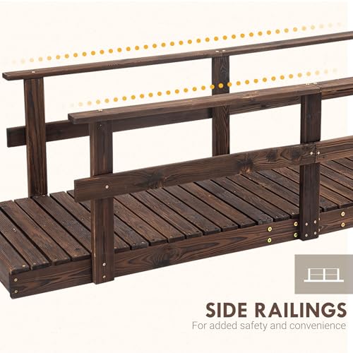 image for Outsunny 7' Wooden Garden Bridge with Safety Rails, Backyard Footbridg