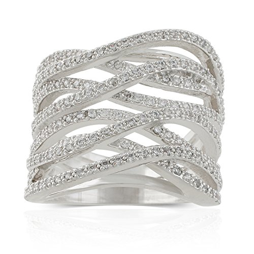 jankuo joyería circonita Chapado en rodio Criss Cross Cóctel Anillo de Banda Ancha jankuo joyería circonita Chapado en rodio Criss Cross Cóctel Anillo de Banda Ancha
