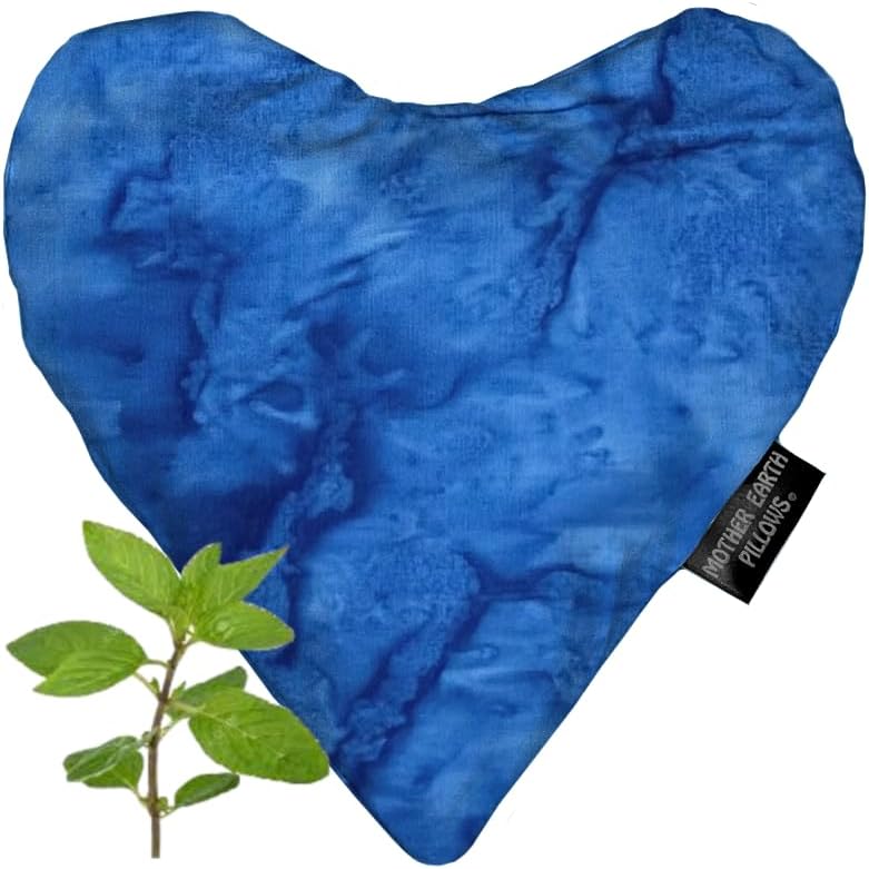 Mother Earth Pillows Small Heart-Shaped Flax Pillow for Natural Pain Relief, Warm or Cold Therapy, Herbal Aromatherapy Pillow (Green Print - No Herbs Added)