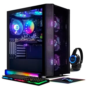 STGAubron Desktop PC, Intel Core i7 up to 3.9G, GeForce RTX 3060 12G GDDR6, 32G, 1TB SSD, WiFi, BT 5.0, RGB Fanx6, RGB Keybaord, RGB Mouse, Mouse Pad, RGB Bluetooth Sound Bar, RGB BT Gaming Mic W1
