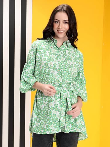 Robe décontractée à motif floral imprimé fluide et manches 3/4 légères - 2