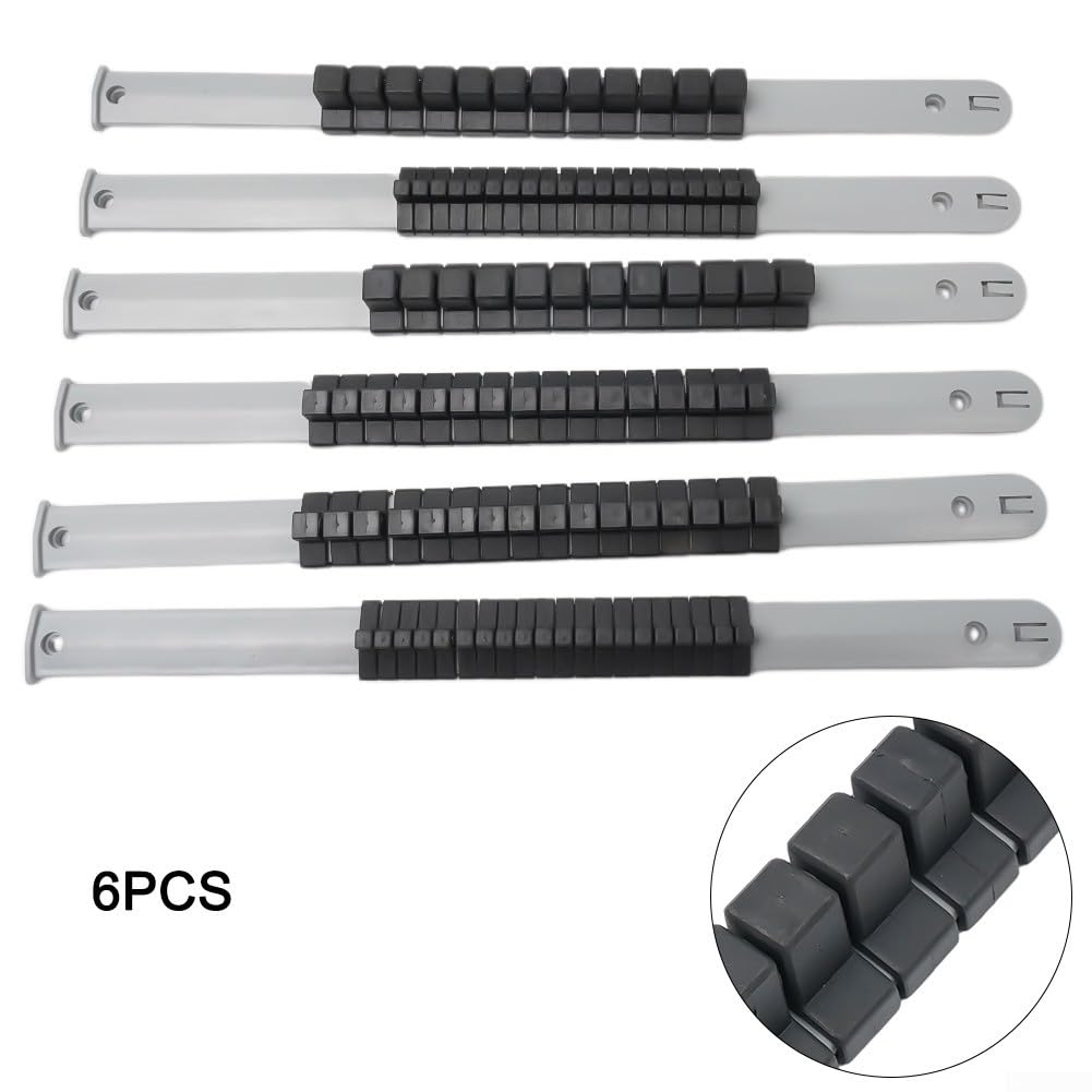 Garage Socket Storage Rack 6pcs Montaggio A Parete Grigio