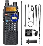 BAOFENG UV-5R 8W High Power Ham Radio VHF&UHF Portable Two Way Radio Long Range Rechargeable Handheld Radio with 3800mAh Extended Battery USB Charger