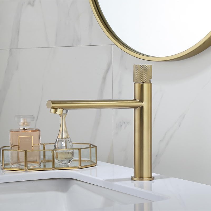 Grifo de lavabo, boquilla alargada, grifo mezclador de Oro pulido, grifo de baño de latón frío y caliente, grúa de agua del fregadero(Slt165)