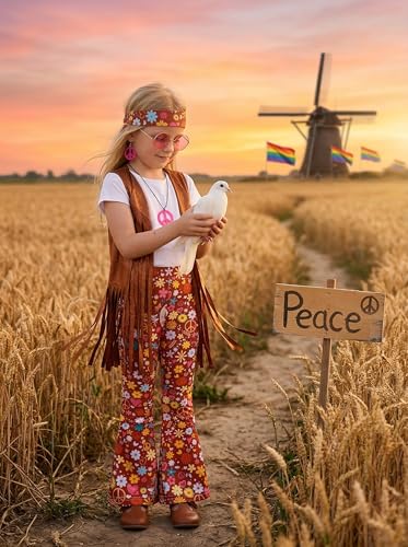Disfraz hippie para niñas 6-7 años miniatura 5