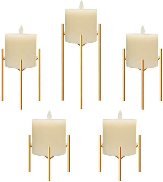 volnyus Iron Pillar Candle Holders Set of 5 Gold