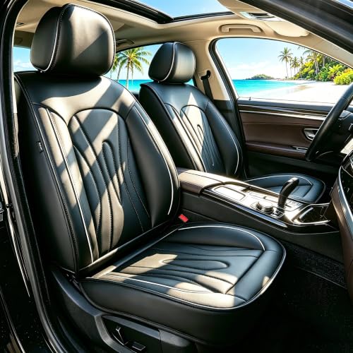 Image of Car Seat Covers for Toyota Venza 2009-2020 Full Set Faux Leather | Waterproof Breathable Scratch Resistant 360 Wrap Airbag Compatible Easy Clean(5 Seats,Black)