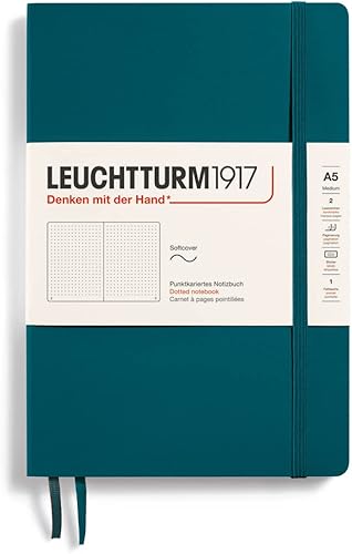 Miniatura 43 de LEUCHTTURM1917 - Cuaderno mediano A5 de tapa blanda, 123 páginas numeradas para escribir y llevar un diario (color verde bosque, rayado) Verde