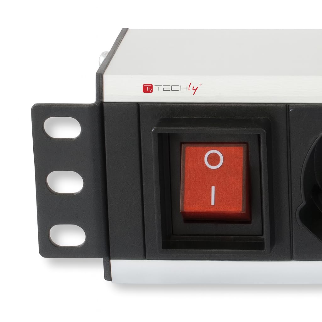 Techly Professional 023257 - Regleta de 8 enchufes con Interruptor Negro