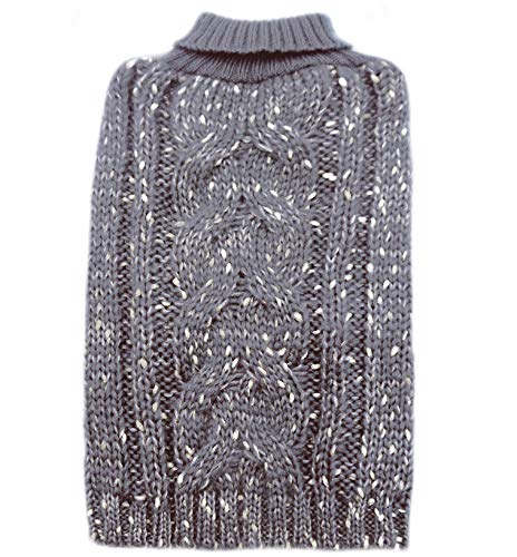 kyeese Dog Sweaters for Small Dogs Turtleneck Grey Dogs Sweater with Golden Glitter Decors Knit Warm Boy Dog Clothes