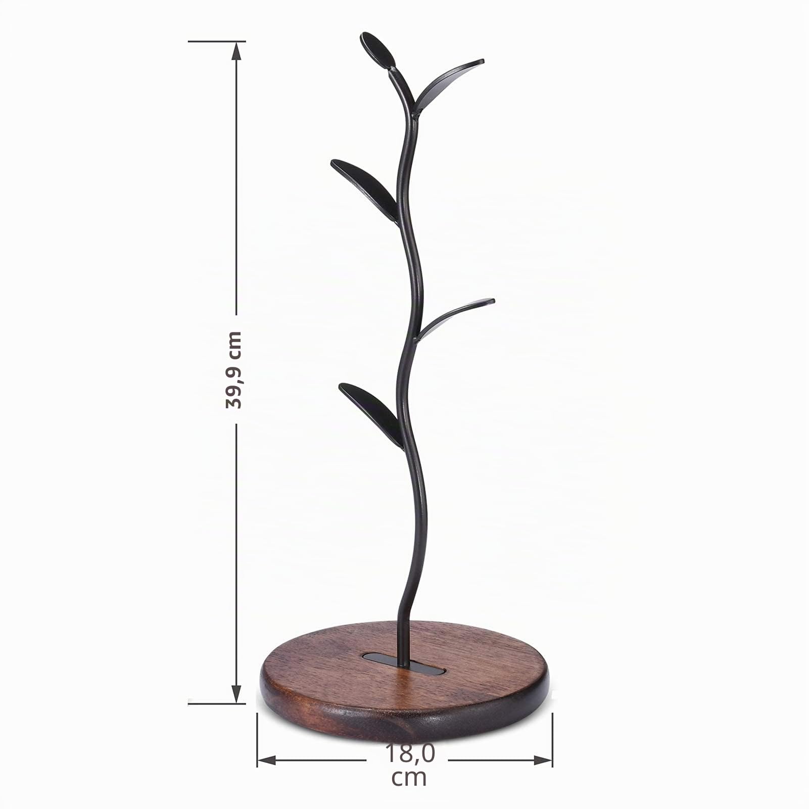 Supporto per tazze, albero per tazze, per bancone, tazze da caffè e tazze da tè, piano di lavoro, accessori da caffè e organizzatore da cucina, nero (4 ganci)