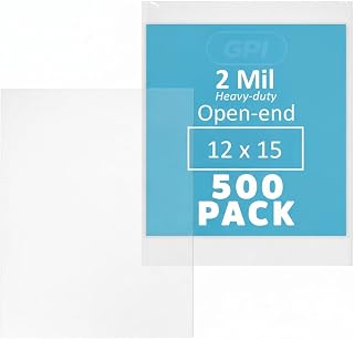 12" x 15" Open-End Flat Poly Bags - 500 Pack, 2 Mil Heavy-duty, Large Clear Plastic Packaging Baggies, Food Storage, Snacks, Art, Clothing & Apparel - GPI