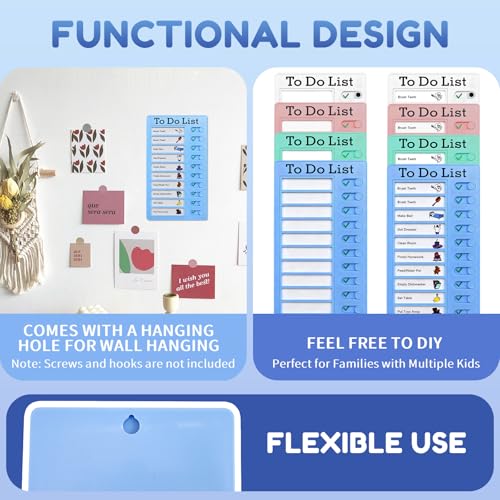 To Do Liste Kinder - 4 Stück Routine Planer 20x12cm, Aufgabentafe mit 20 Blanko Papier, Memo Checkliste Boards für Kinder Erwachsene für Zuhause Reisen Lernplanung Zeitplan Erinnerung