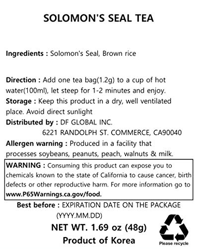 Damtuh Korean Herbal Healthy Solomon's Seal Tea, 40 Bags #TOP1