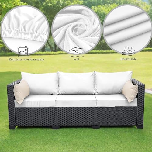 Housse de coussin de canapé d'extérieur extensible imperméable rouge lavable pour jardin - 4