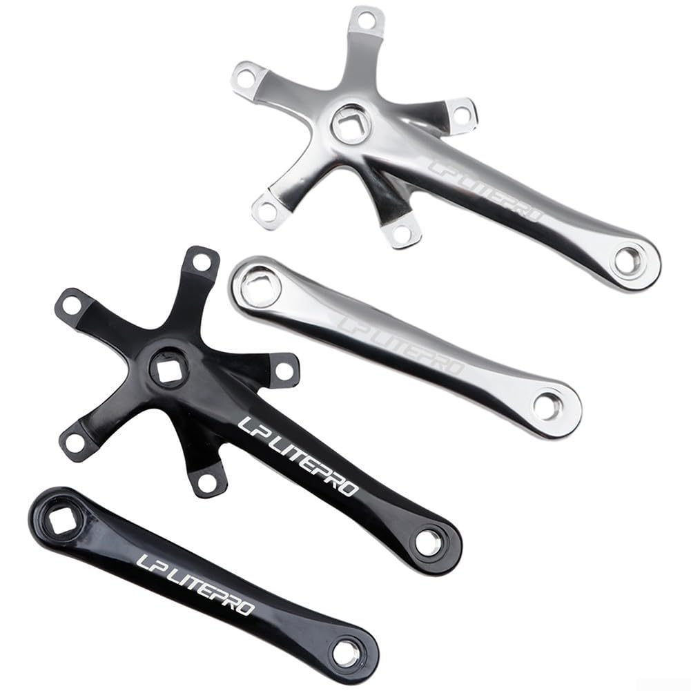 Guarnitura per Bicicletta CNC Ultraleggera Cava 130BCD guarnitura Ultraleggera per Bicicletta con Lunghezza del Braccio di 170 mm e Corona Larga AL6061/AL7075 (manovella Nera + 50T)