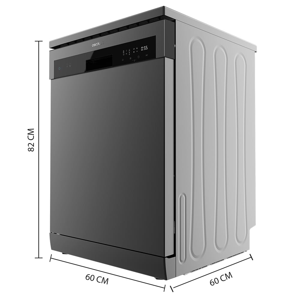 Cecotec Lavastoviglie Compatto 60cm Bolero Aguazero 6110 Dark E. 1850W, 13 Coperti, 6 Programmi, Funzioni Mezza Carica, Programma 3 in 1, Avvio Ritardato, Dry+, FullTouch e ChildLock