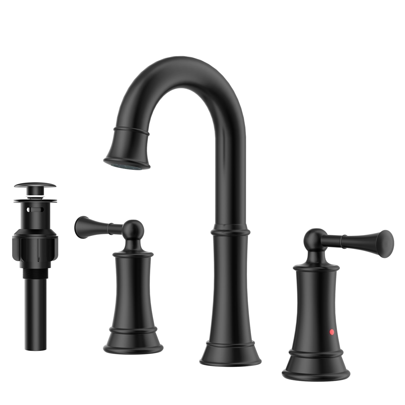 Robinet de lavabo à 2 poignées noir mat APPASO système complet anti-fuite
