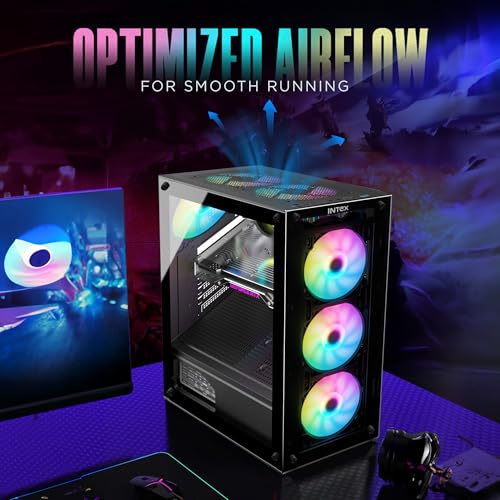 Image of Intex CORE Gaming Cabinet | ATX, M-ATX, ITX | 3x120mm LED Fans | Tempered Glass Side Panel | USB 3.0 Ready | Mesh Front | 360mm VGA | 160mm CPU Cooler | Premium Build