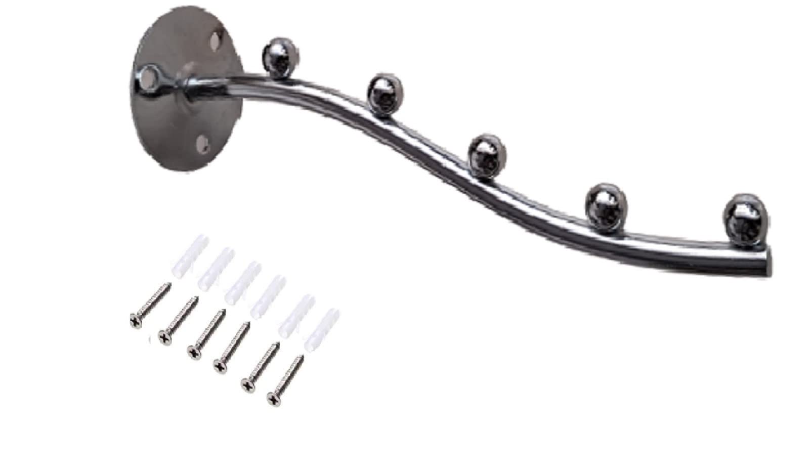 Q1 Beads Steel 5 Ball pin dots Wall Mount Hook Hanger for Hanging Clothe, Showroom, Shop, Supermarket, Wardrobe(Silver, 1 Pc, 5 Ball)