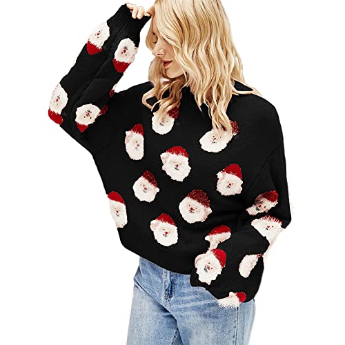 Image of JUNBOON Women's Casual Leopard Print Knitted Pullover Sweaters Long Sleeve Crew Neck Jumper Tops