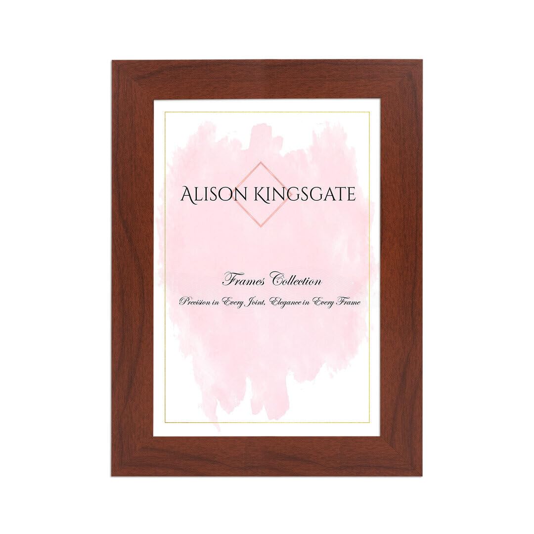 Alison Kingsgate Modern 12X10 Rose Wood- Picture Frame - Engineered Wood Photo Frame with Shatterproof Perspex Front - Ideal for Posters, Certificates & Artwork - Wall Mount or Tabletop Display