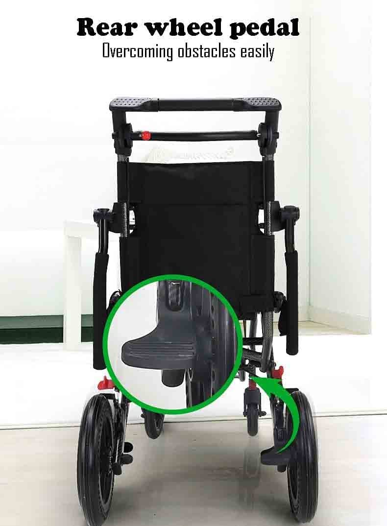 Silla de transporte ligera de aluminio para niños y adultos, silla de ruedas plegable con bolsa de transporte, ideal para viajes pequeños