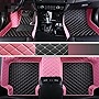 LSLYCN Custom Floor Mats Car Mats All Weather Mats for 99% Sedan Truck Coupe Hatchback Pickup Men Women Luxury Custom Car Floor Mat Set (Pink and Black Beige)