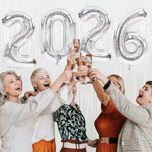 Image of TONIFUL 2026 Graduation Balloons 40 Inch Number Balloons Aluminum Foil Mylar Balloons for Graduation New Year Eve Anniversary Decorations Class of 2026 Grad Party Supplies(Number 2026)
