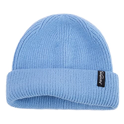 Bonnet d'hiver tricot torsadé femme bleu chapeau chaud avec pompons fausse fourrure taille unique