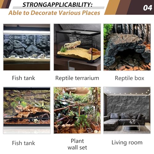 Image of 23.6x17.7in Rock Terrarium Background,3D Reptile Tank Background Board,Amphibian Stereo Backdrop Wall,Lizard Snake Gecko Spider Turtle Fish pet silo Background Decorative Panel(Yellow)