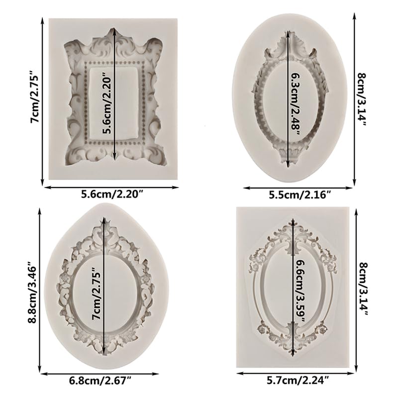 VGEBY Moule En Silicone Pour Cadres Photo 4 Pièces Cadres Photo Silicone Moule Gâteau Décoration