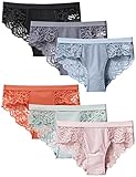 Kiench Teens Underwear Lace Big Girls' Hipster Panties Low Rise Seamless Bikini Briefs 6 Pack US S/Size 10-12/10-12 Years, Multicolor (Blue & Orange & Green & Grey & Pink & Black)