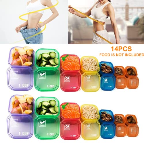 Portion Control Container Kit For Weight Loss- 14 Pcs Multi Color And Labeled Food Plan Containers- 21 Day Meal Prep Containers For Diet Plans And Weight Loss #TOP1