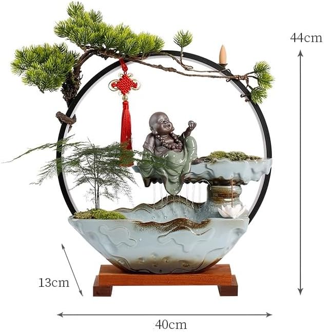 Desk Fountain Tabletop Fountain Creative Chinese Circulation Ceramic Water Flow Fountain Living Room Office Desktop Wealth-Making Ornaments Water Fountain Indoor