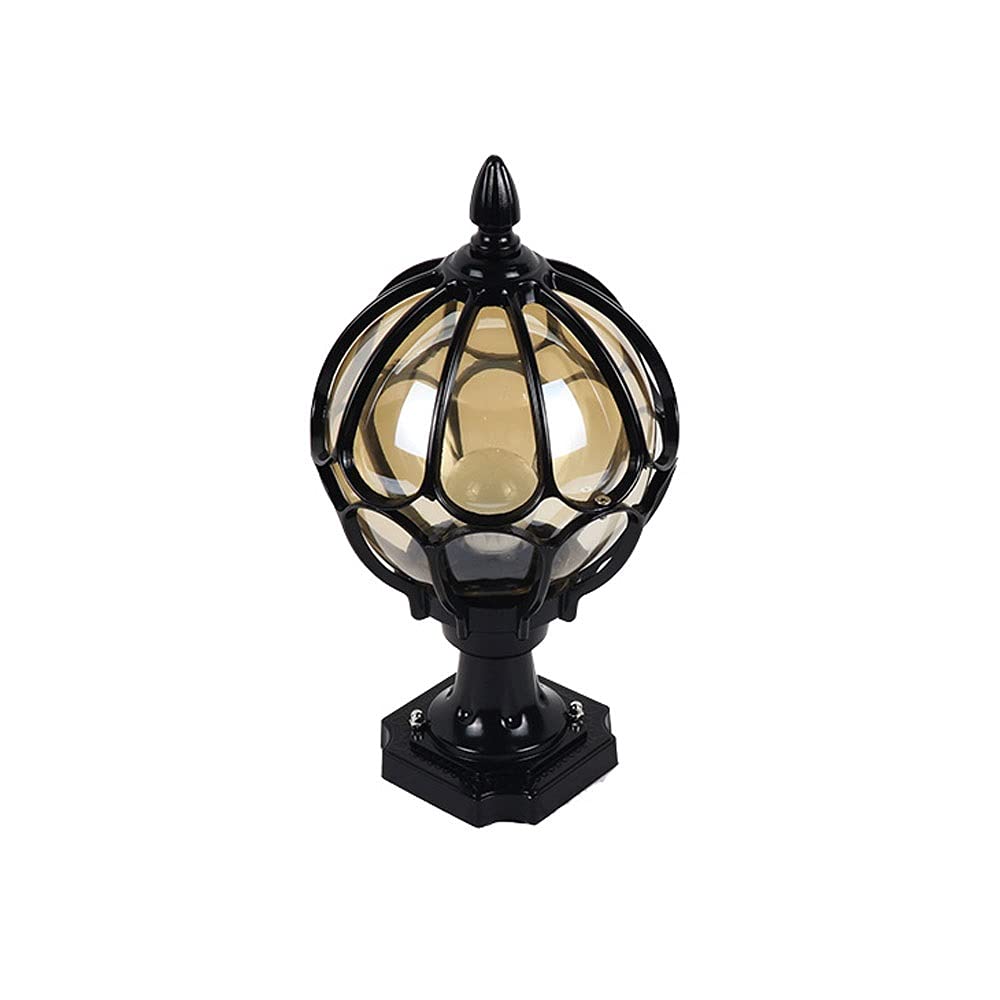 Siet Traditional Victorian Glass Globe Column Light Lantern, Classic Outside Pillar Post Lamp Waterproof Post Cap Lights, Patio Porch Lighting Fixture Landscape Streetlight (Color : A)