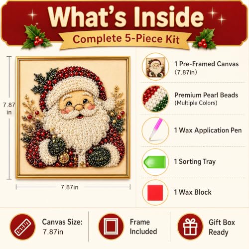 Christmas Pearl Diamond Kit – Santa Wall Art, DIY Decor, Stress Gift by Generic - Used condition - Image 4