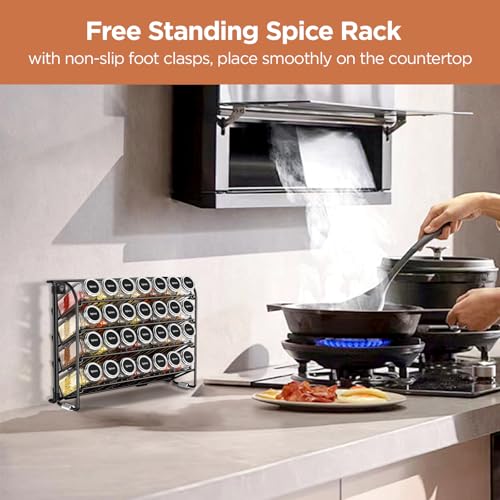 CHARMDI Spice rack,4 Tier Spice Rack Free Standing Spice Rack Organiser without Jars Metal Seasoning Rack for Kitchen, Countertop, Cupboard, Pantry, (Black) - Image 4