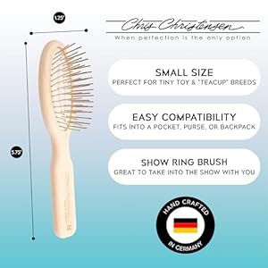   Chris-Christensen-Dog-Brush-575-inch-Little-Wonder-Pin-Brush-20mm-Original-Series-Groom-Like-a-Professional-Stainless-Steel-Pins-Lightweight-Beech-Wood-Body-Ground-and-Polished-Tips