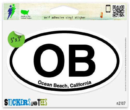 OB Ocean Beach California Oval Car Sticker Indoor Outdoor 5
