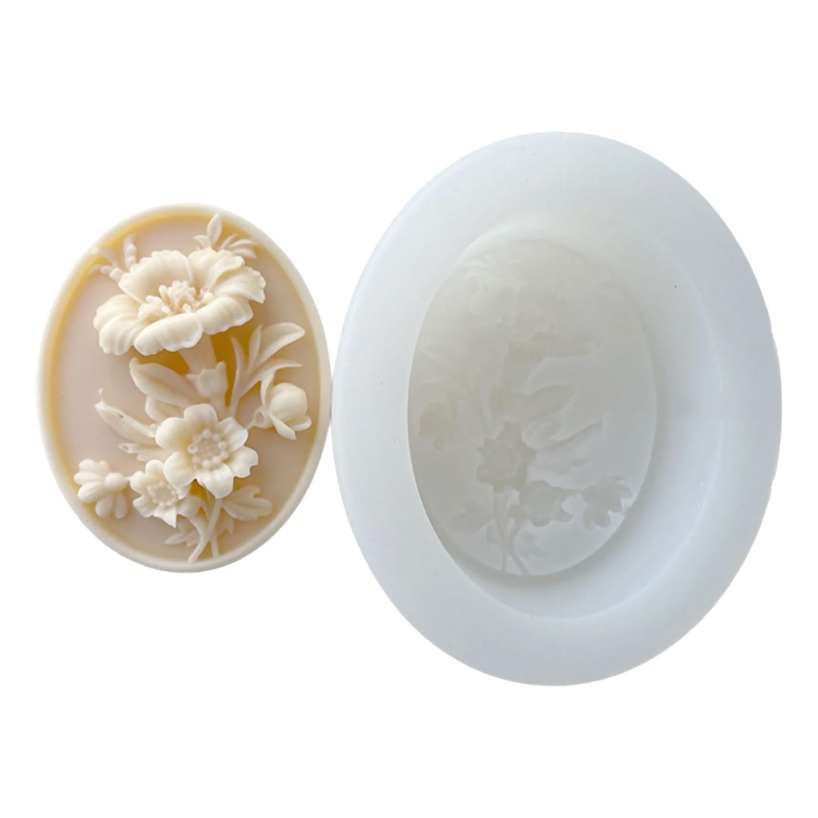 Jazuaiao Embossed Oval Silicone Molds Baking for Making Soap Chocolate Cake Decoration Demold Silicone Epoxy Multipurpose Food Fondant Oval Heatproof Resin for Embossed Grade