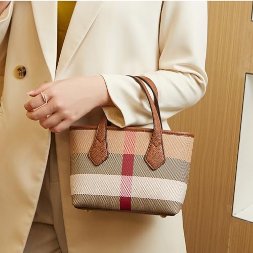 Bolso tote pequeño de lujo en lienzo y cuero para mujer miniatura 2