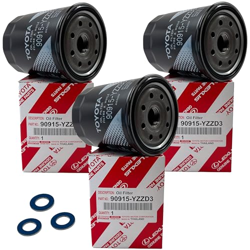Genuine Oil Filter 90915-YZZD3 with APSG Drain Plug Washers | 3 PACK | Compatible with Toyota/Lexus vehicles