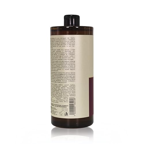 Miniatura 8 de Linange Champú de reconstrucción de emergencia para cabello muy dañado con colágeno, queratina y manteca de karité, champú nutritivo y