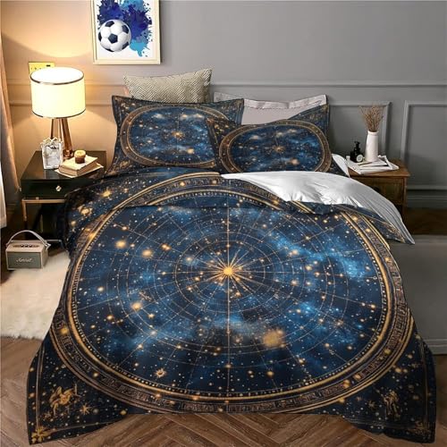 Housse de couette hypoallergénique carte astrale microfibre douce