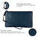befen Women's Genuine Italian Leather Wristlet Clutch Wallet Purse, Gold Zipper (Teal Blue)