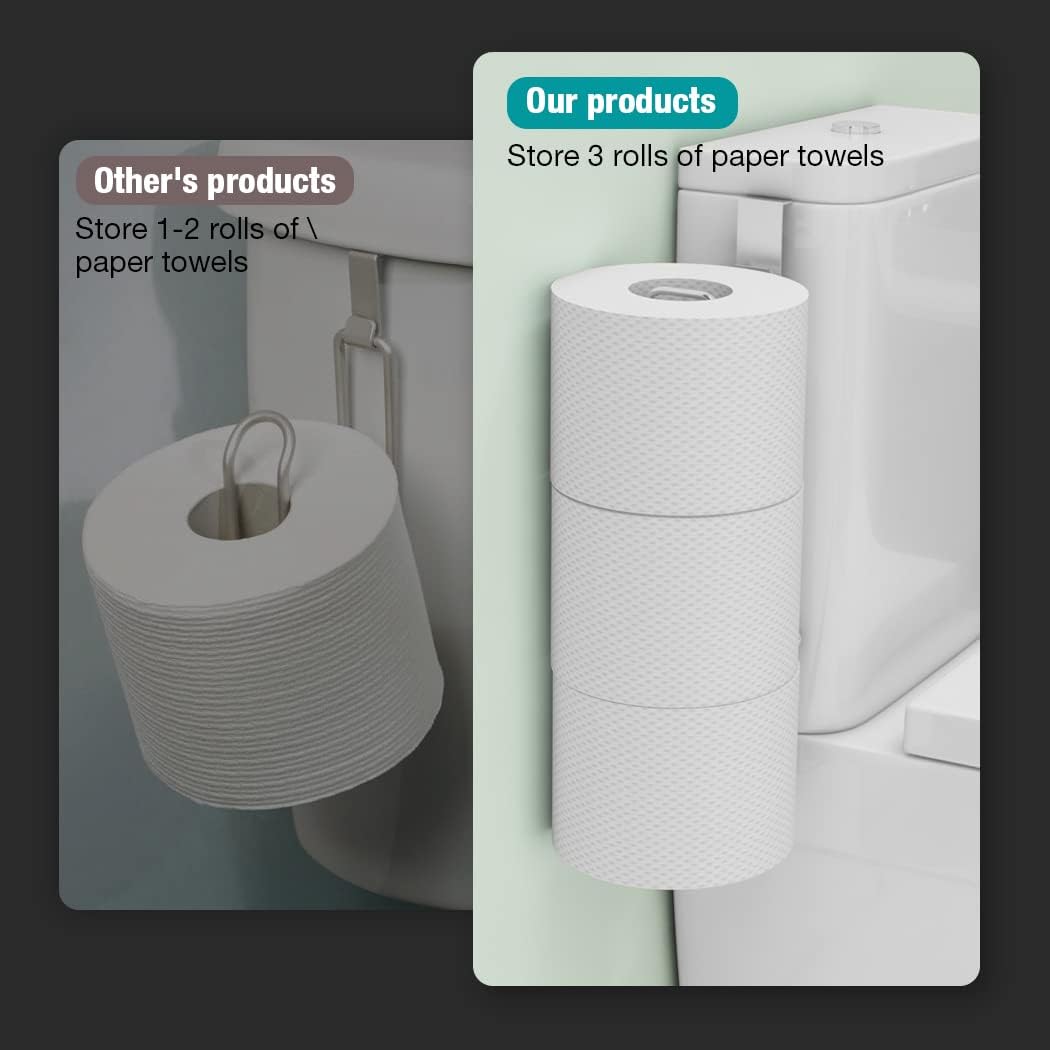 Conworld Toilet Paper Holder Brushed Nickel for 6 Roll Tissue, 2 Packs Bathroom Toilet Paper Storage Over The Tank, Stainless Steel Rustproof Hanging Toilet Roll Holder for Bathroom, RV, Camper,Silver