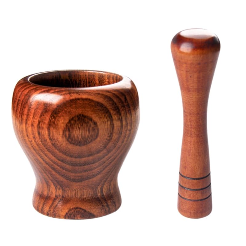 Pestle and Mortar Wooden Garlic Masher Bowl Mashing Household Crushing Jar Mortar Pestle