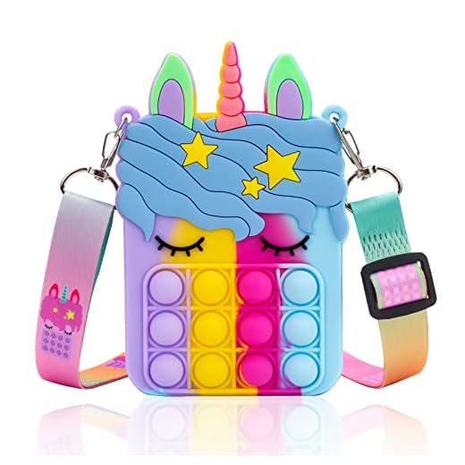 Civan Multi Unicorn Pop Purse for Girls Pop it Purse Fidget POP IT Bag for Girls Women pop it Bags pop it Fidget Purse Bag Toys for Girls Fidget Purse Cross Body Handbags Easter Cute Purse Sensory Toy